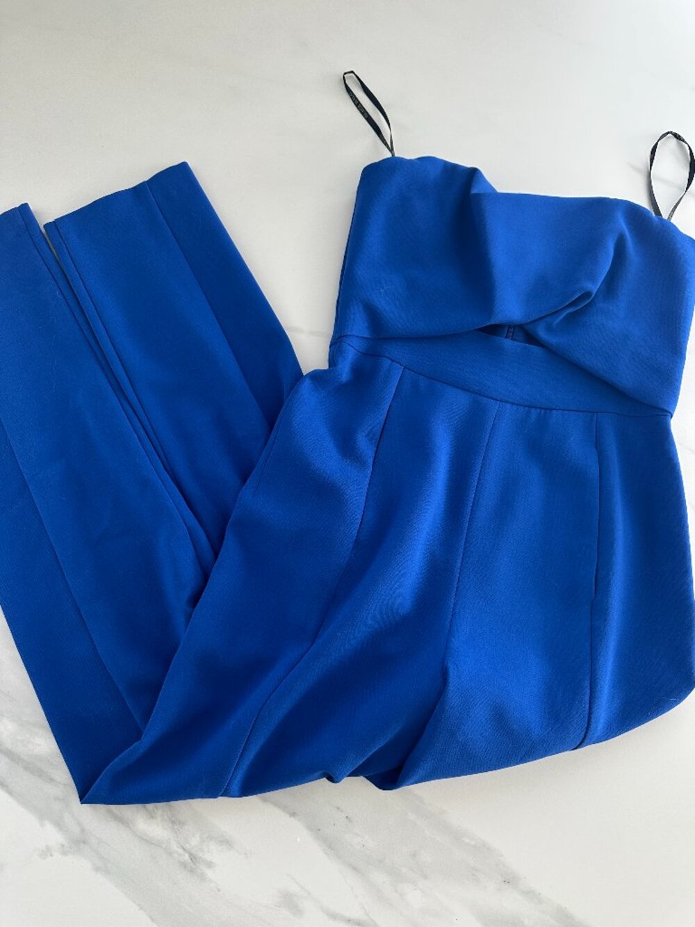 Black Halo Brooklyn Strapless Cutout Jumpsuit Cobalt Royal Blue Size 4 USA